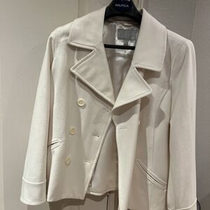 Old Navy Women’s Off White Peacoat Jacket Wool Blend Coat Size XL Classic Preppy